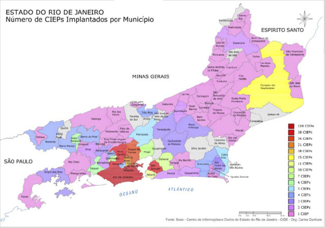 Localização dos CIEPs no Estado do Rio de Janeiro